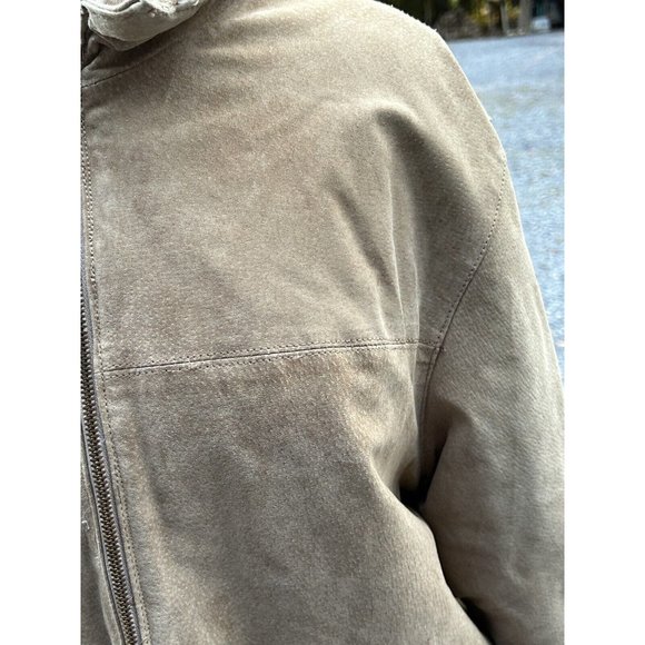 Colebrook Leather Jacket Mens Med Tan Suede Shearling Field Farm Vtg Distressed - Picture 4 of 16